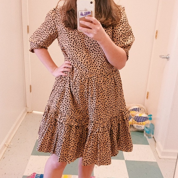 J.Crew Cheetah Print Tiered Poplin Dress - Picture 2 of 5
